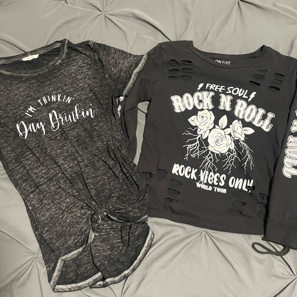 On Fire  Black Graphic Tees - Rock Vibes & Day Drinkin'